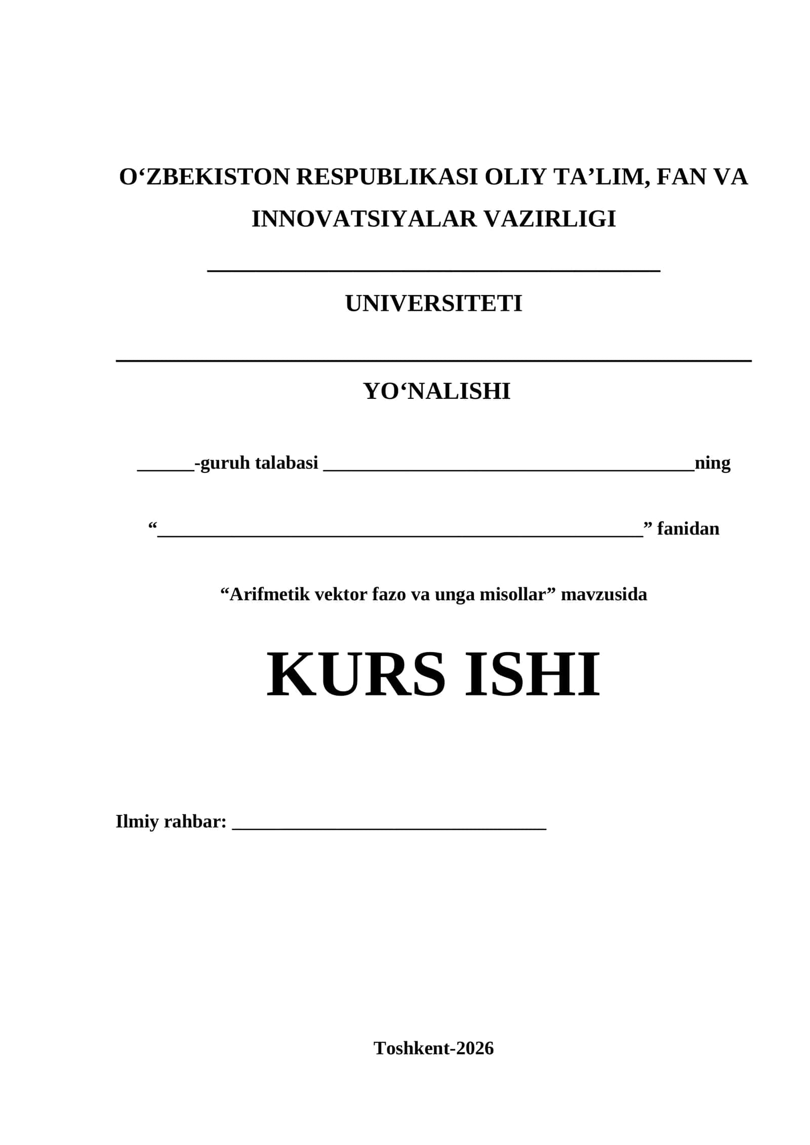 Arifmetik vektor fazo va unga misollar 1