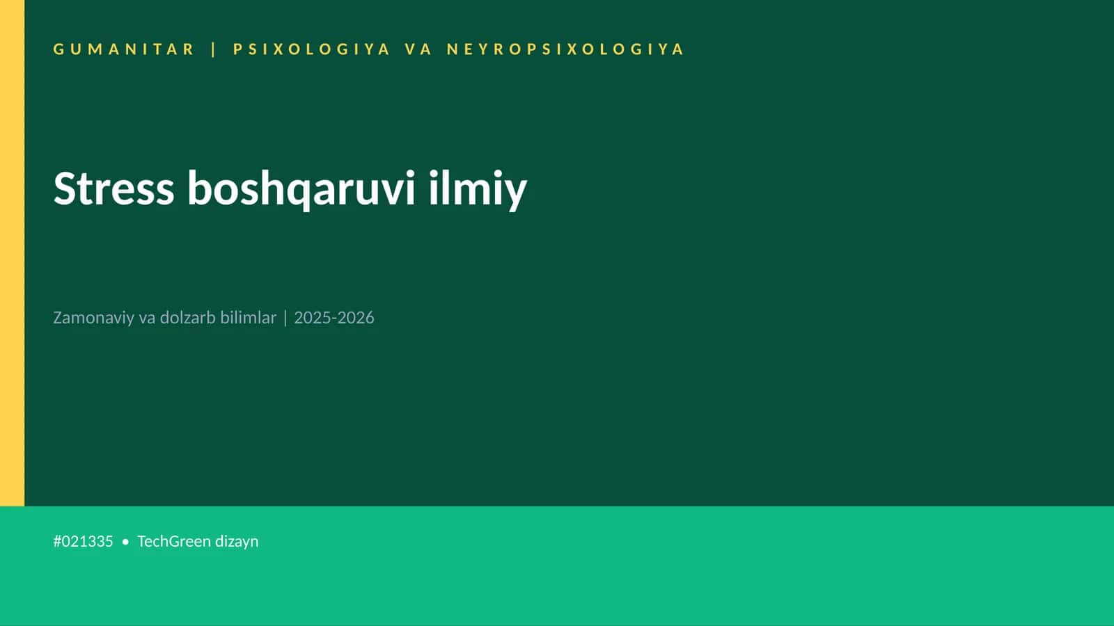 Stress boshqaruvi ilmiy 1