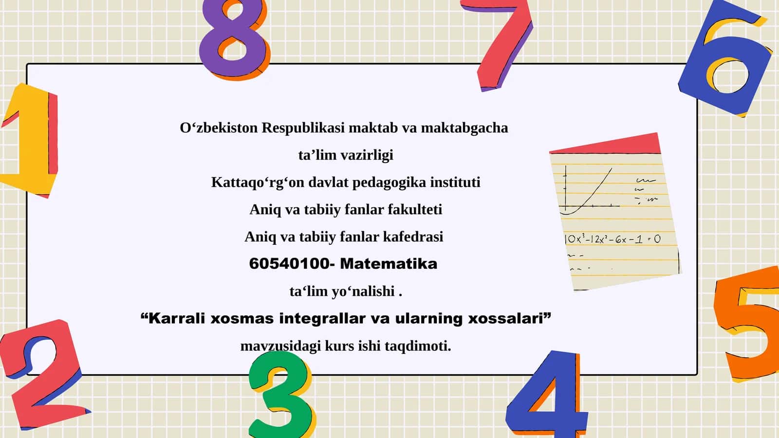 Karrali xosmas integrallar va ularning xossalari 1
