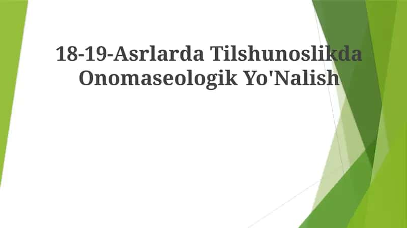 Onomaseologik Yo'Nalish 1