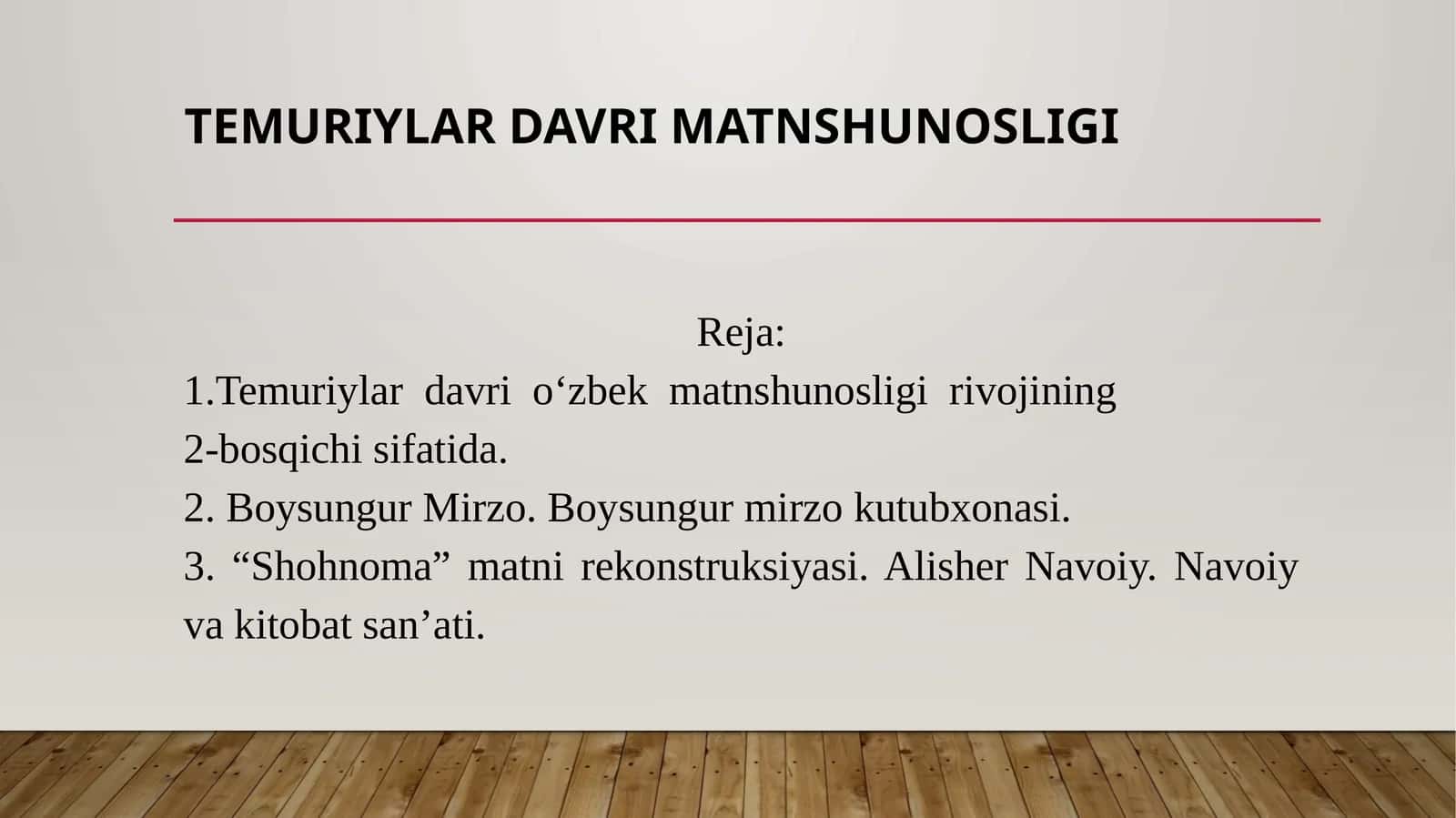 TEMURIYLAR DAVRI MATNSHUNOSLIGI 1