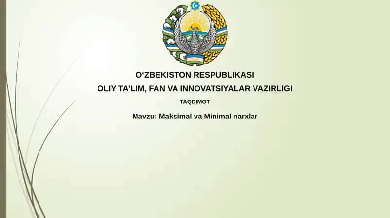 Maksimal va Minimal Narxlar 1