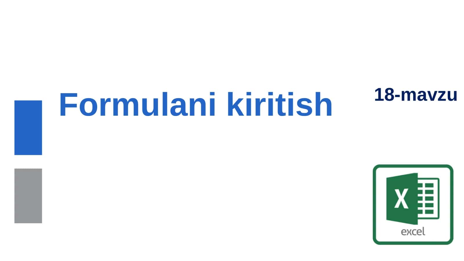 Excel dasturida Formulani kiritish 1