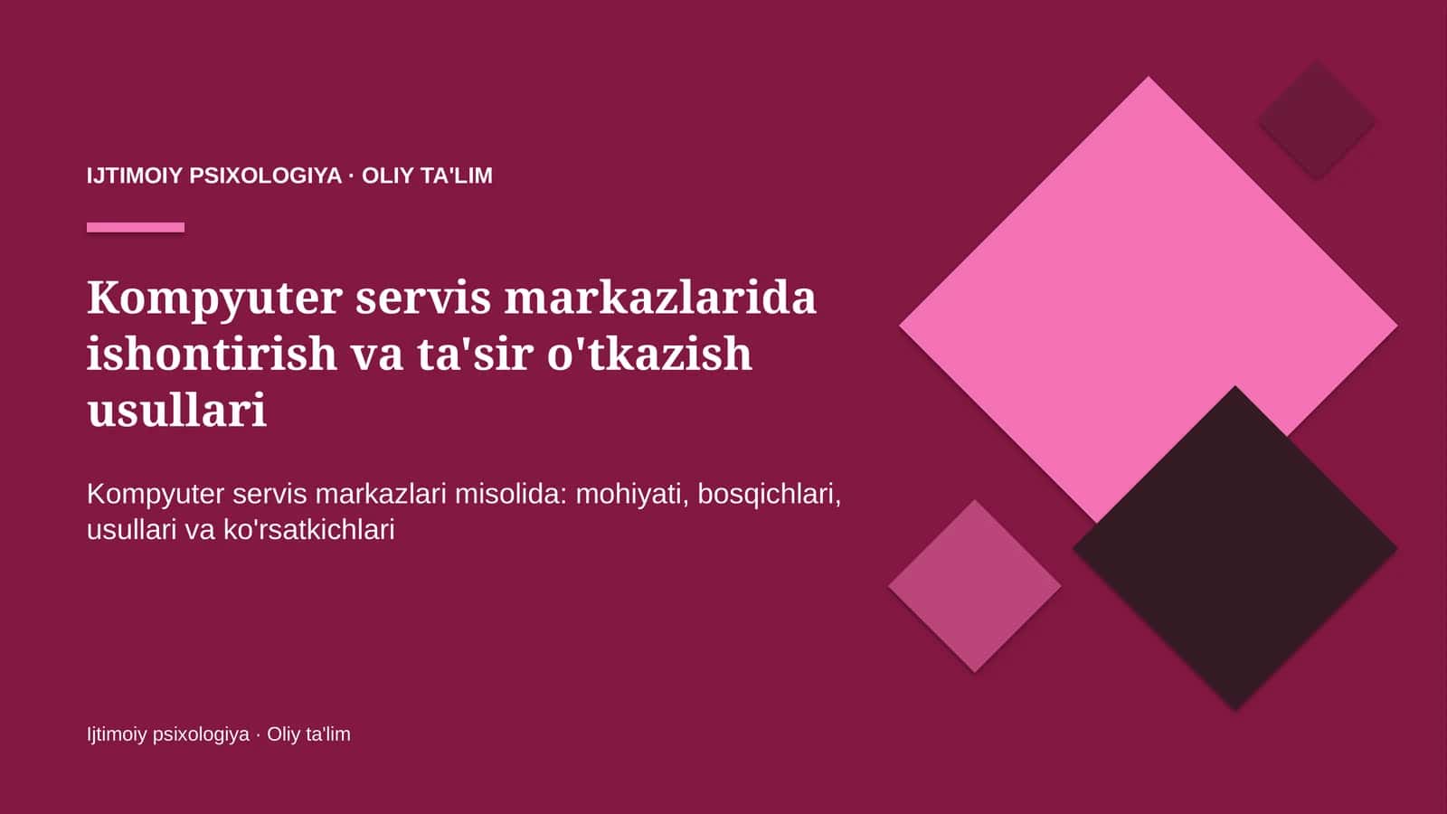 Kompyuter servis markazlarida ishontirish va ta'sir o'tkazish usullari 1