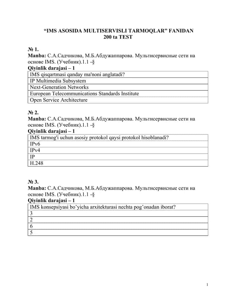 Multiservisli tarmoqlar 1