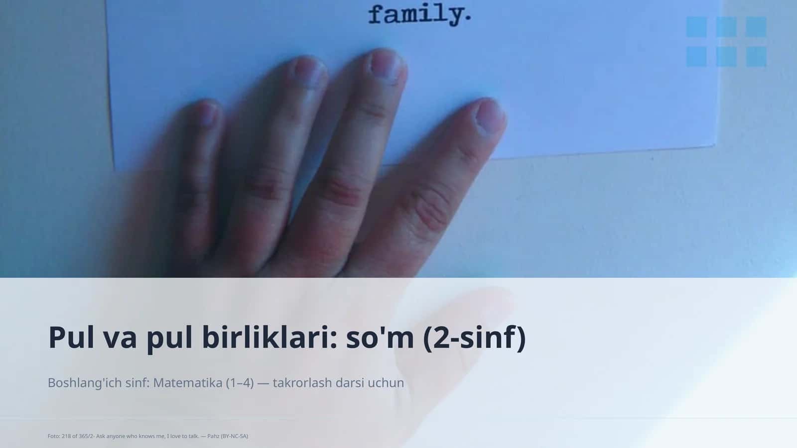 Pul va pul birliklari: so'm (2-sinf) 1
