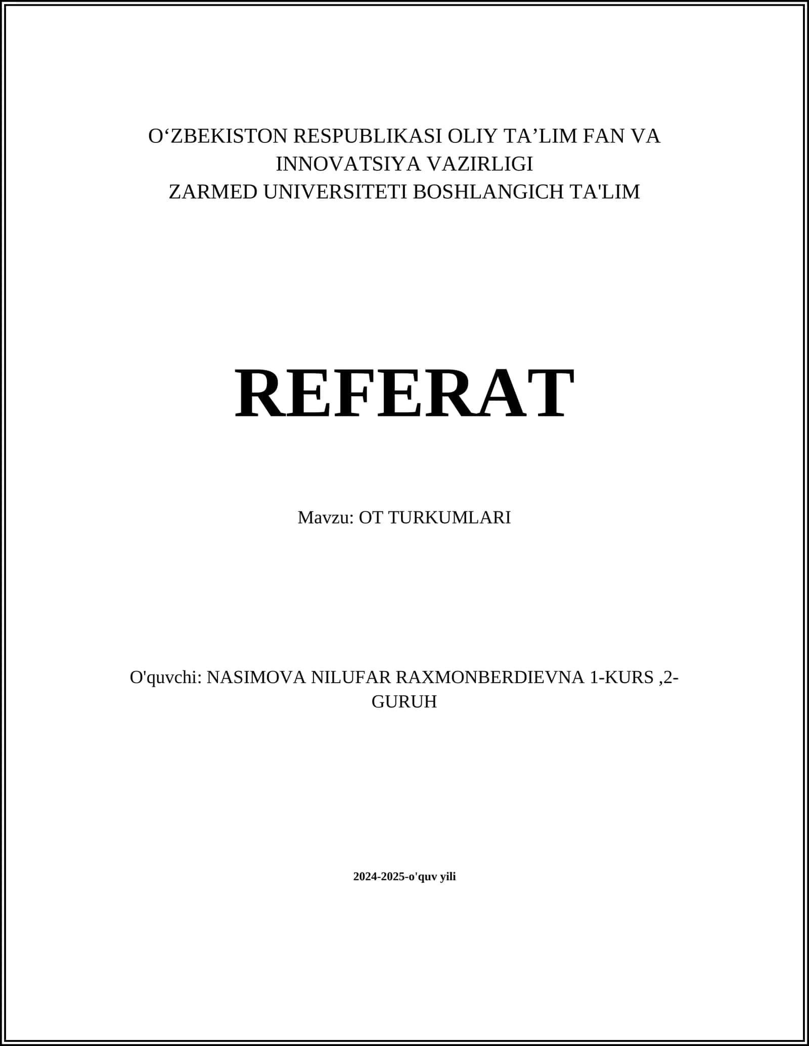 OT TURKUMLARI 1