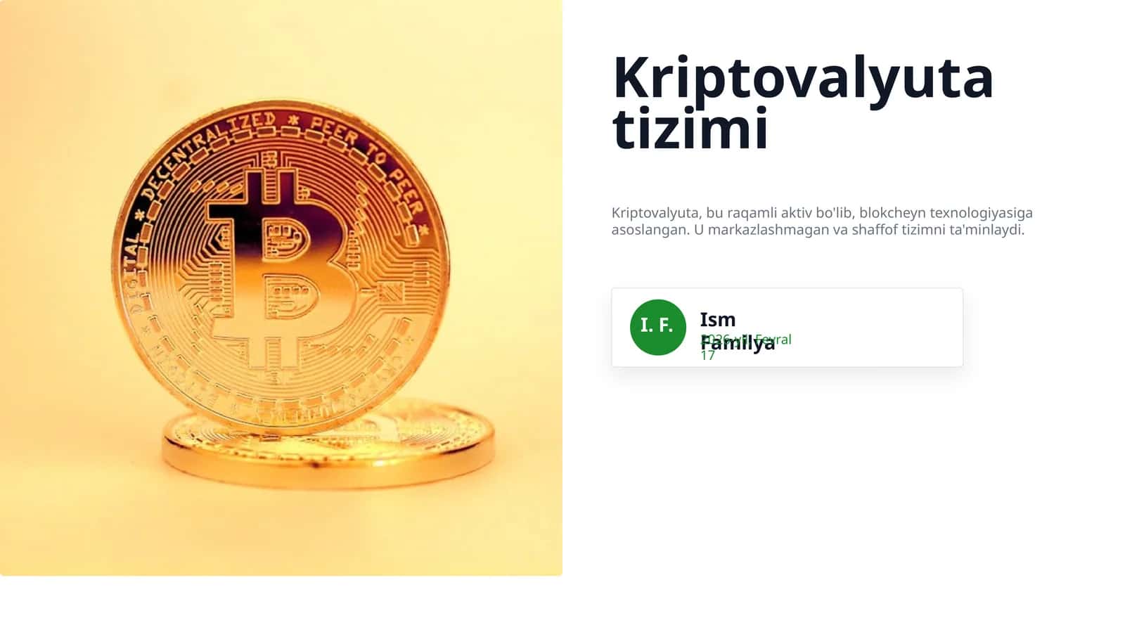 Kriptovalyuta tizimi 1