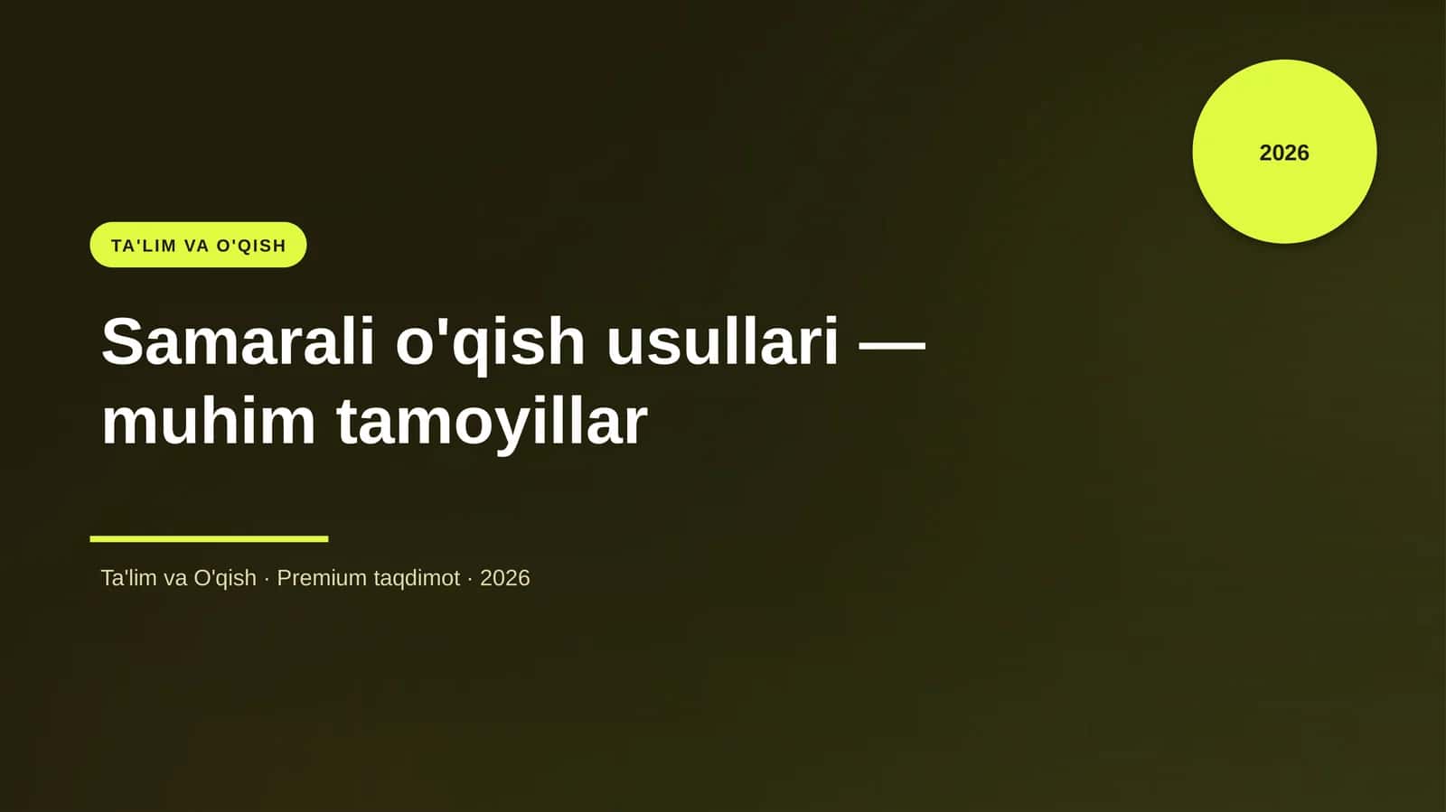Samarali o'qish usullari — muhim tamoyillar 1