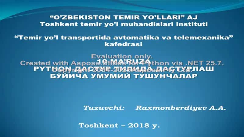 Python Dastur Tili haqida Ma’lumotlar 1
