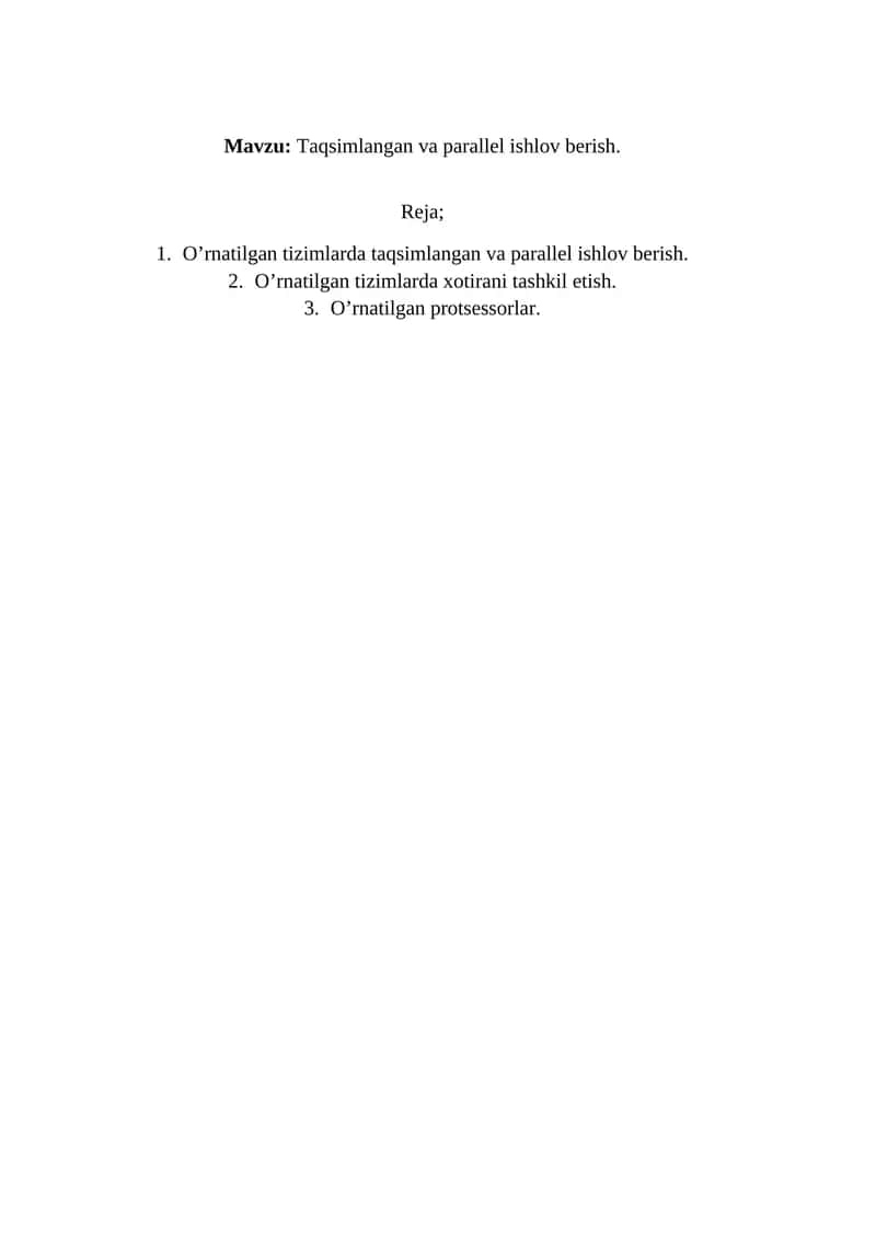 Taqsimlangan va parallel ishlov berish 1