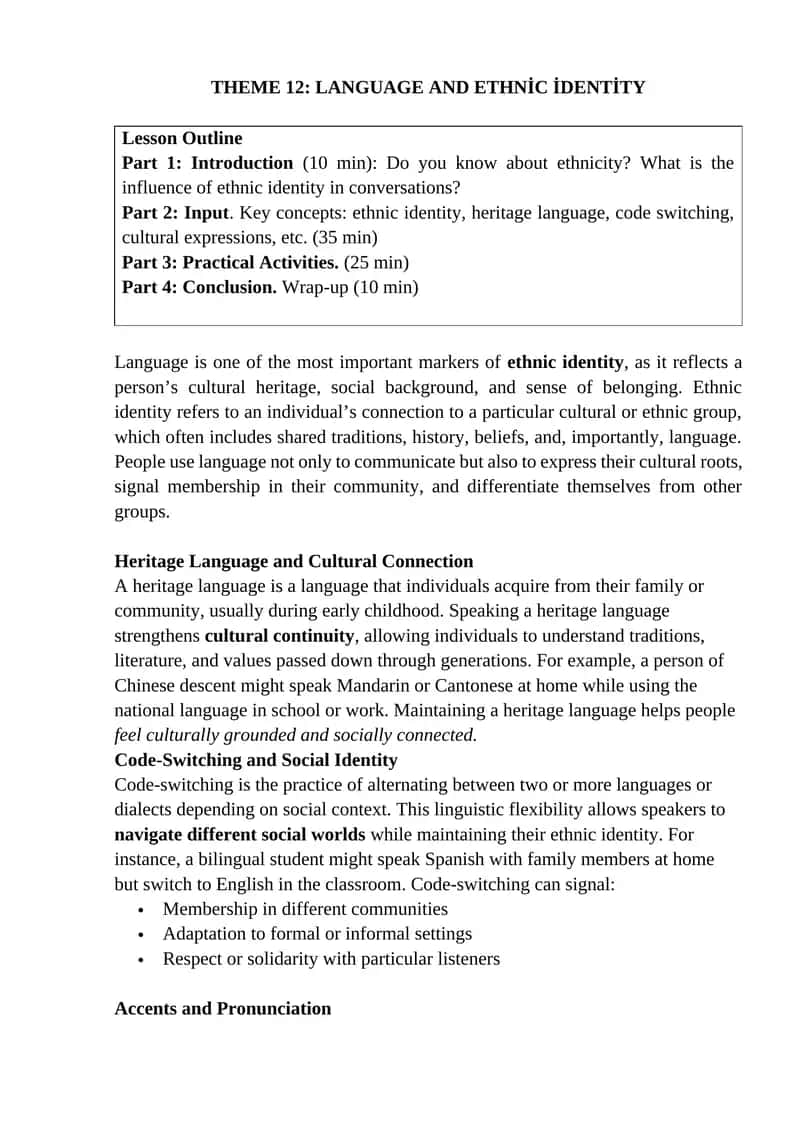 Language and Ethnic Identity 1
