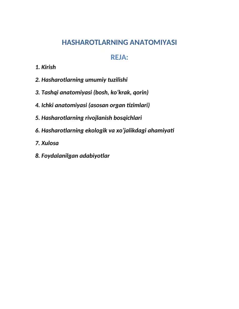 HASHAROTLARNING ANATOMIYASI 1