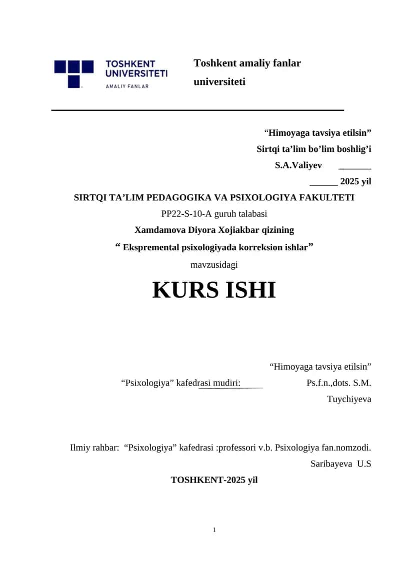 Ekspremental psixologiyada korreksion ishlar 1