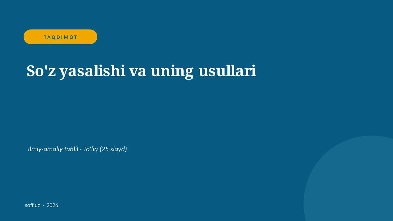 So'z yasalishi va uning usullari 1