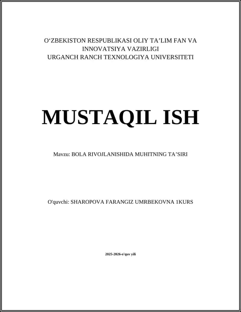 BOLA RIVOJLANISHIDA MUHITNING TAʼSIRI 1