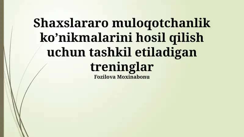 Treninglarning turlari va usullari 1