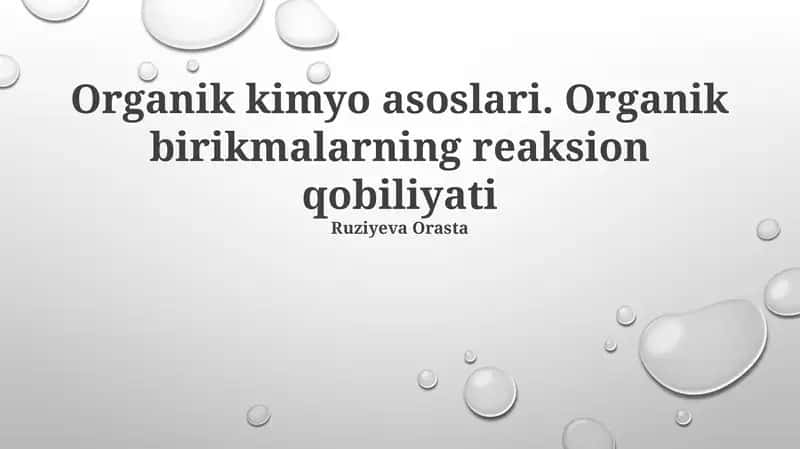 Organik kimyo asoslari 1
