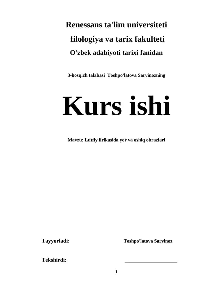 Lutfiy lirikasida yor va oshiq obrazlari 1