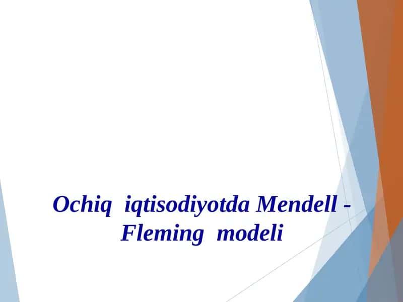Ochiq  iqtisodiyotda Mendell - Fleming  modeli 1