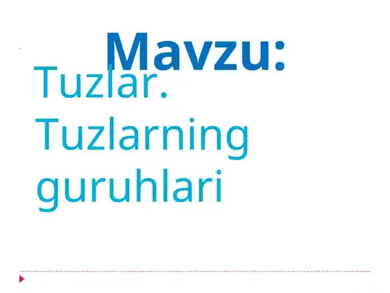 Tuzlar. Tuzlarning guruhlari