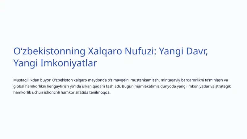 Mustaqillikdan Global Maydonga 1