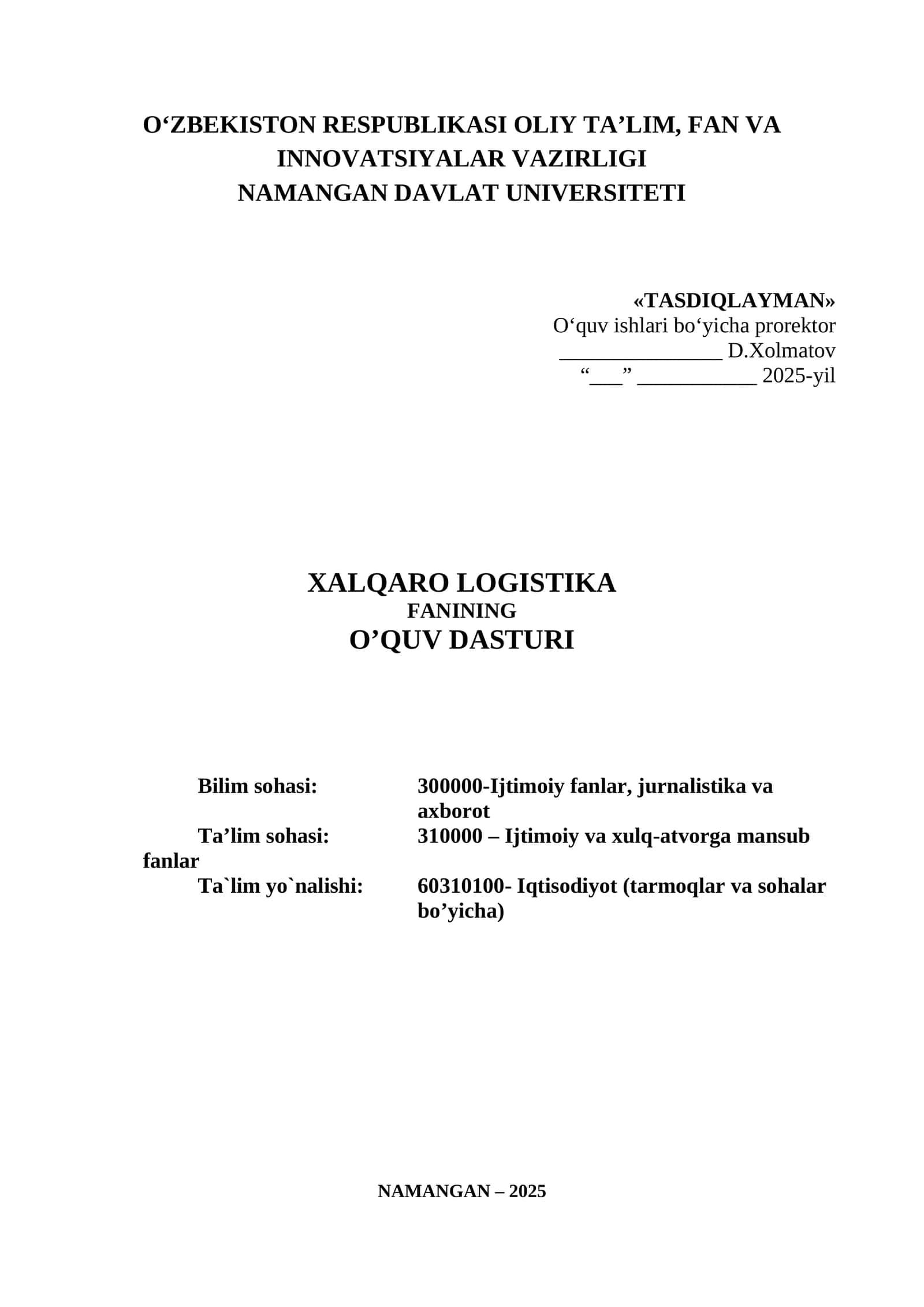 Xalqaro logistika 1