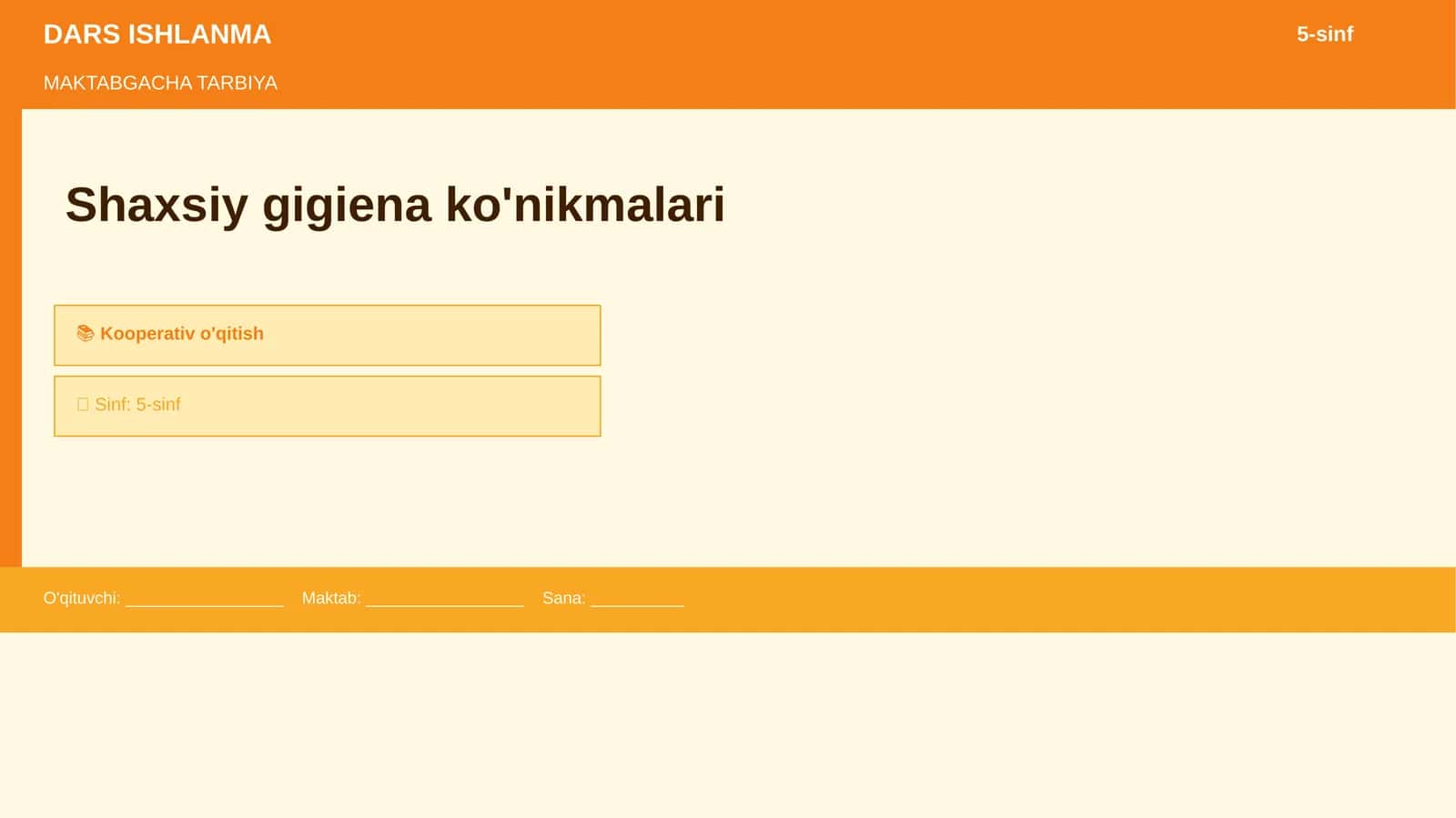 Shaxsiy gigiena ko'nikmalari 1