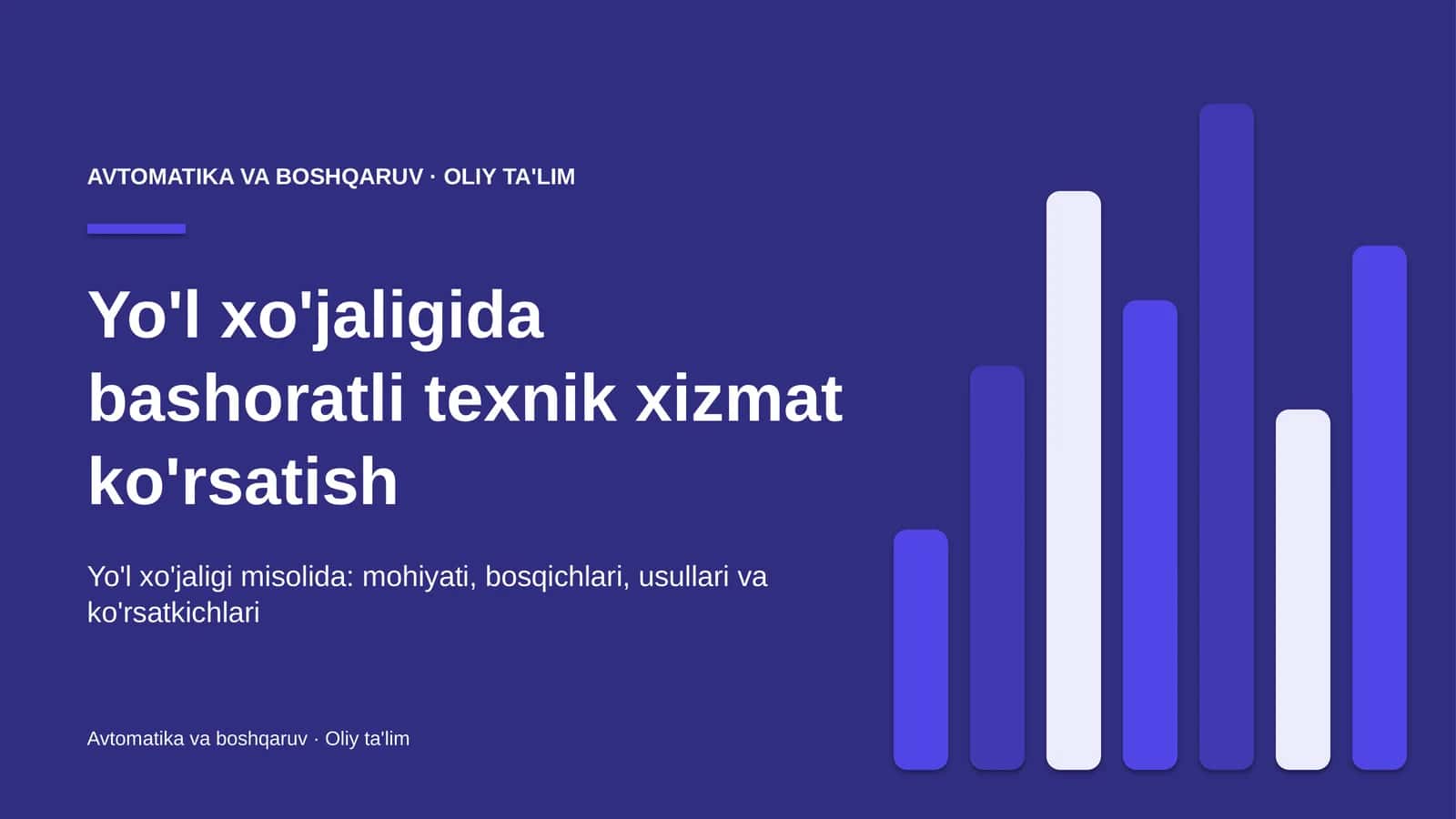 Yo'l xo'jaligida bashoratli texnik xizmat ko'rsatish 1