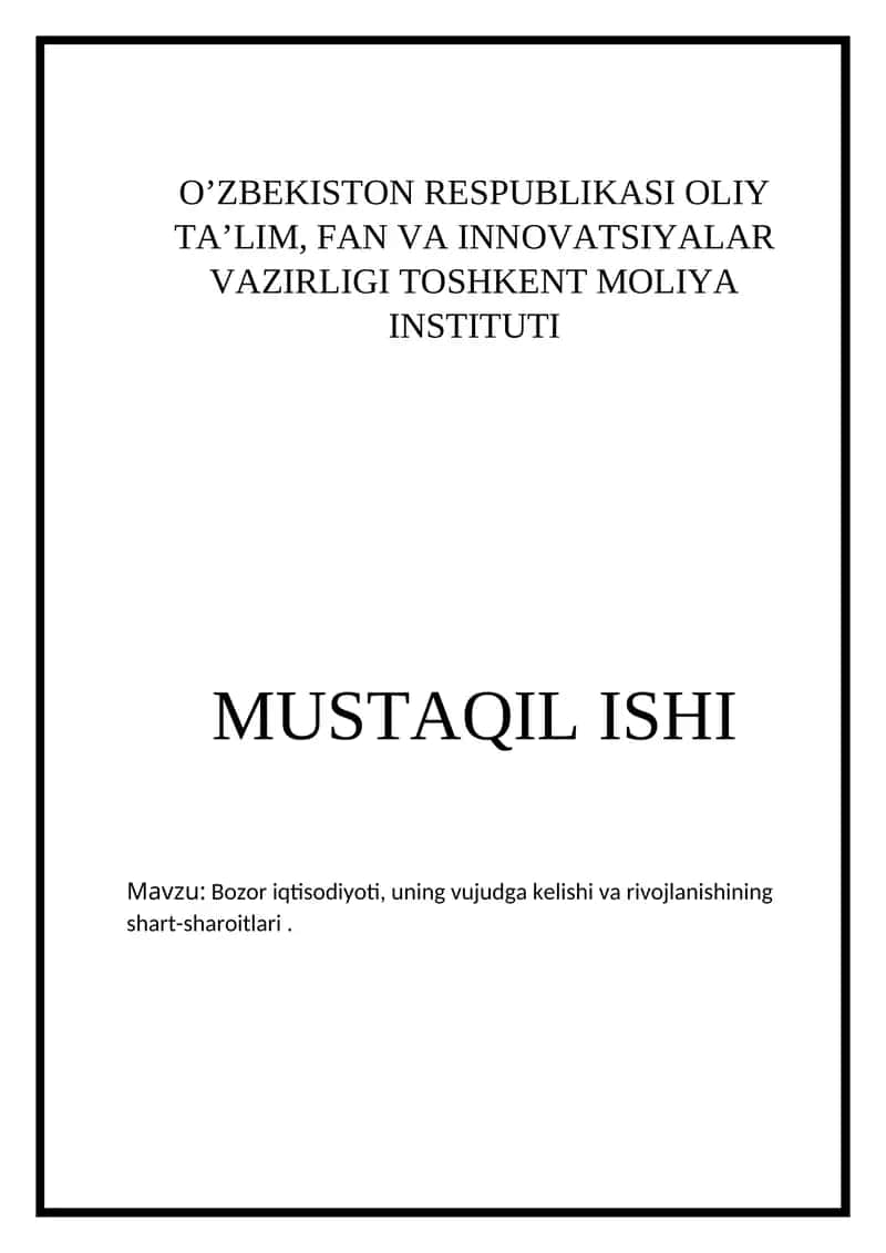 Bozor iqtisodiyoti 1