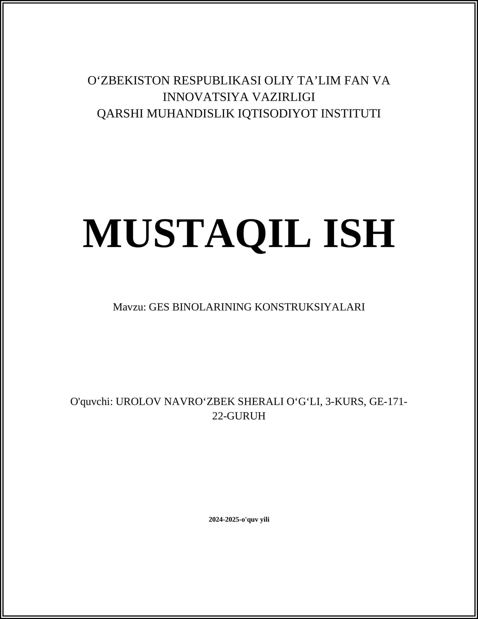 GES BINOLARINING KONSTRUKSIYALARI 1