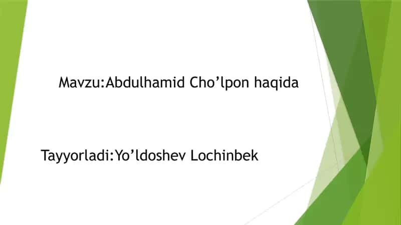 Abdulhamid Cho'lpon haqida 1