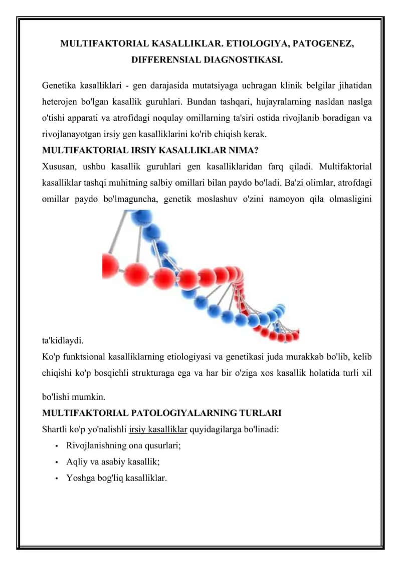 MULTIFAKTORIAL KASALLIKLAR 1