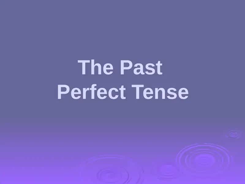 The Past Perfect Tense 1