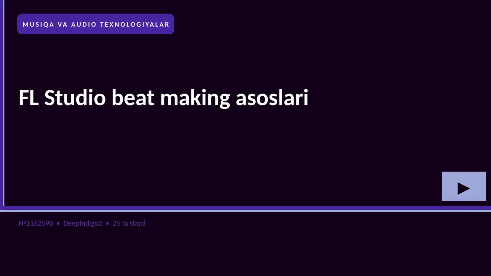 MUSIQA VA AUDIO TEXNOLOGIYALAR 1