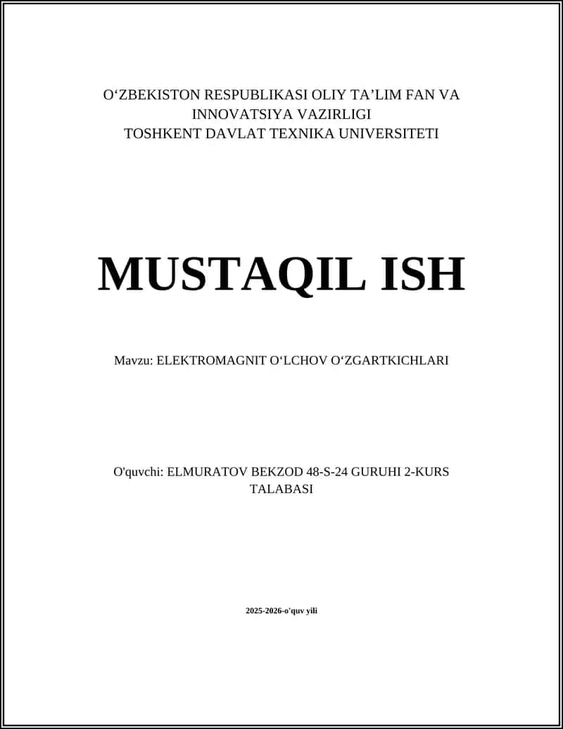 Elektromagnit Oʻlchov Oʻzgartkichlari 1