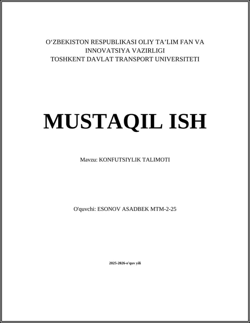 KONFUTSIYLIK TALIMOTI 1