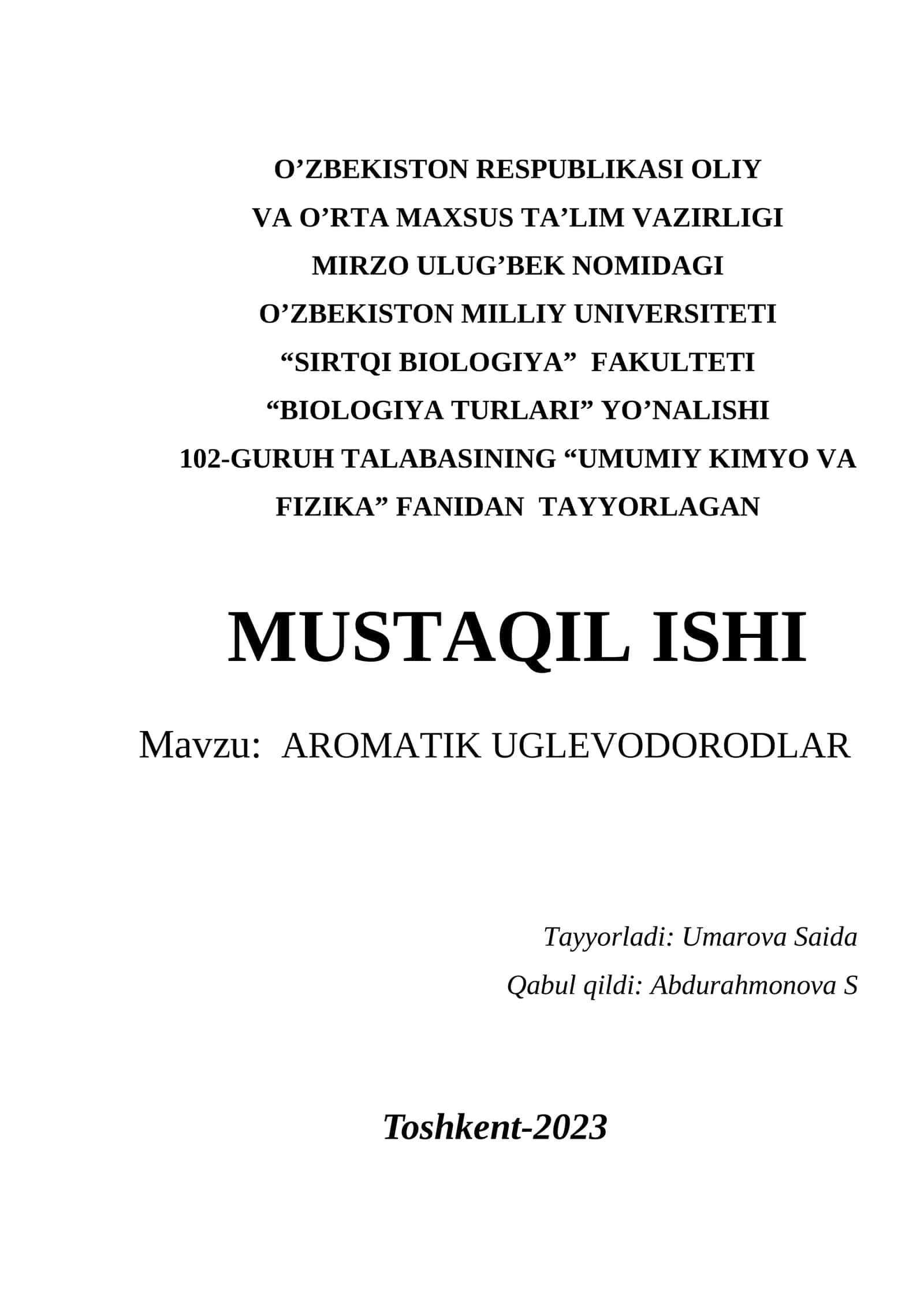 AROMATIK UGLEVODORODLAR 1