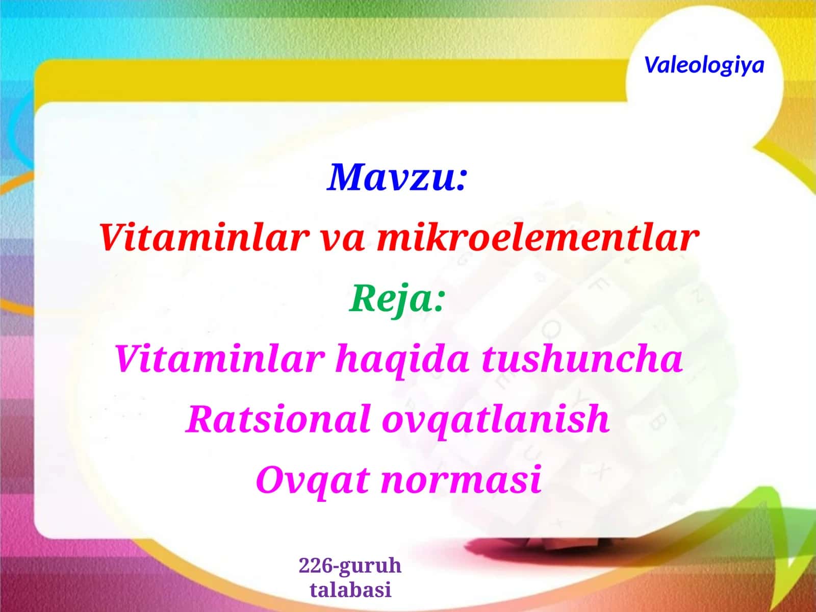 Vitaminlar va Mikroelementlar 1