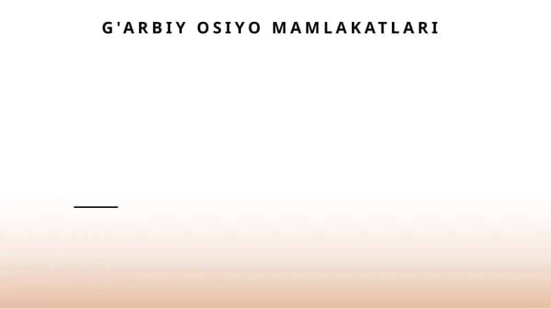 G'arbiy Osiyo mamlakatlari 1