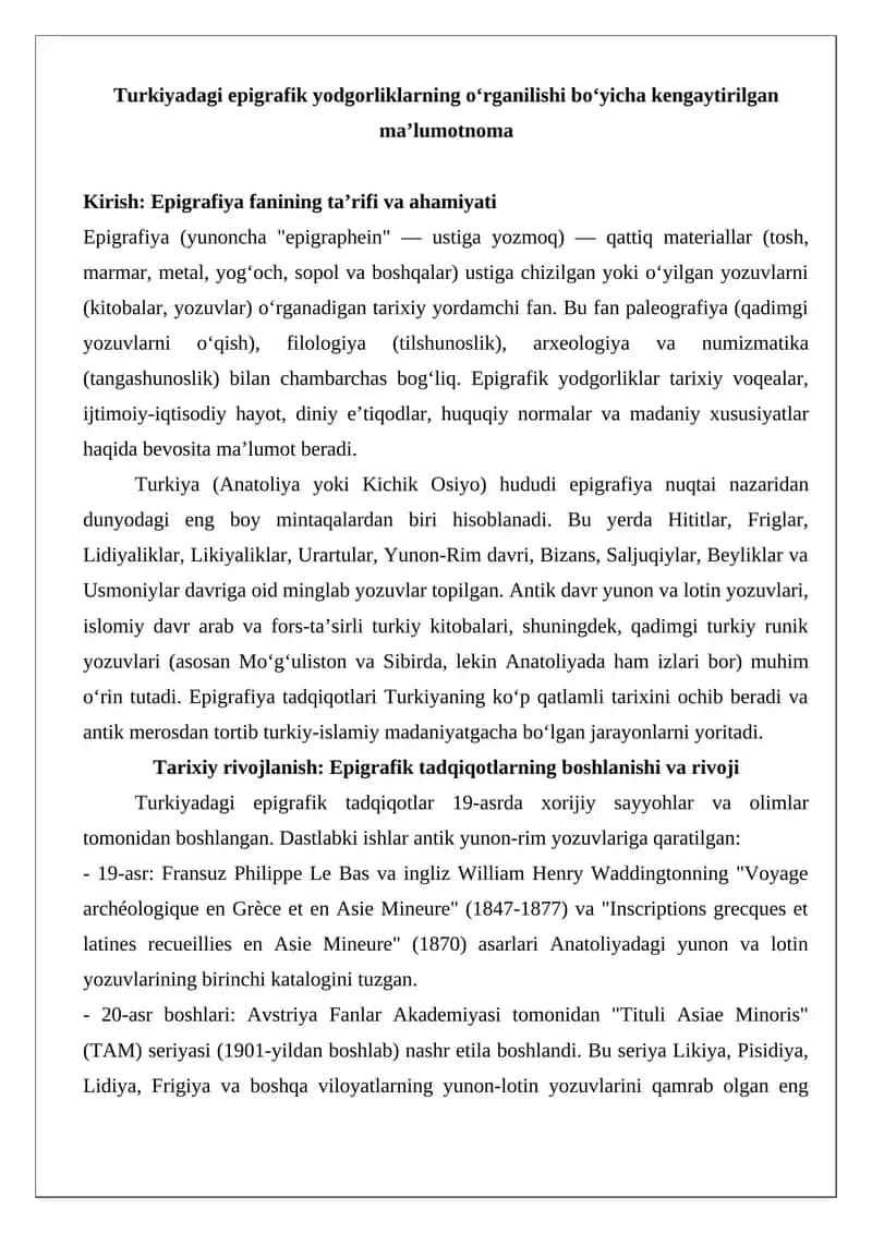 Epigrafiya fanining ta’rifi va ahamiyati 1