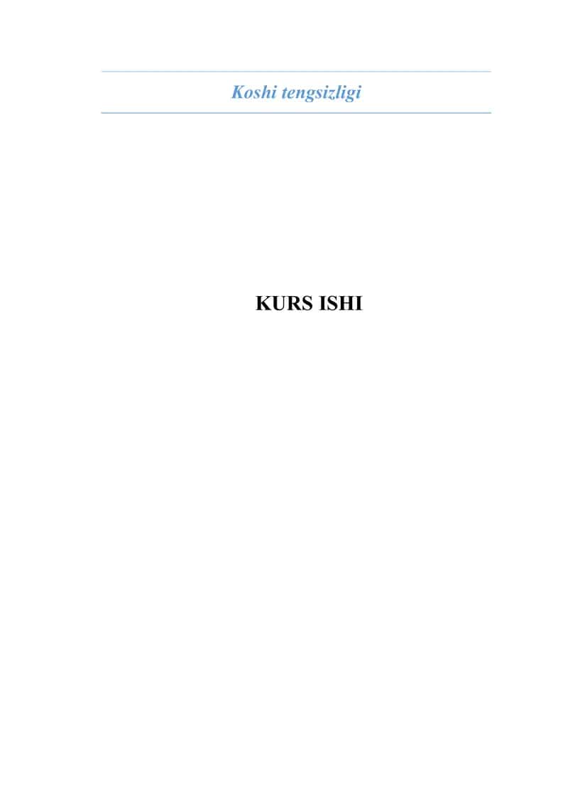 Koshi tengsizligi 1