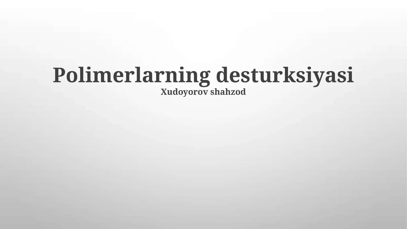 Polimerlarning Degradasiya Turlari 1