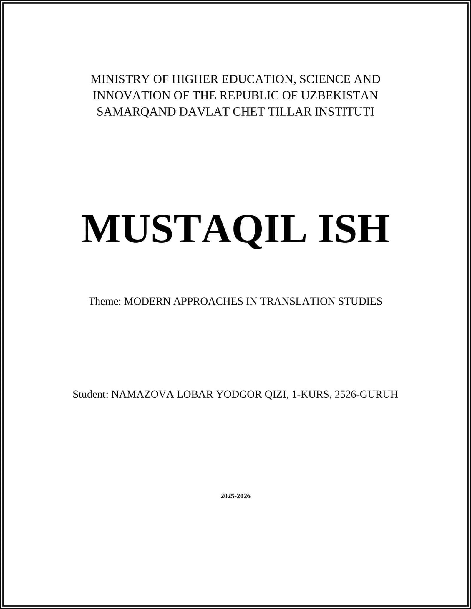 MODERN APPROACHES IN TRANSLATION STUDIES 1