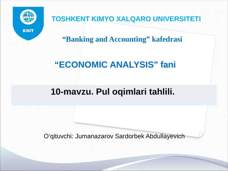 10-mavzu. Pul oqimlari tahlili 1