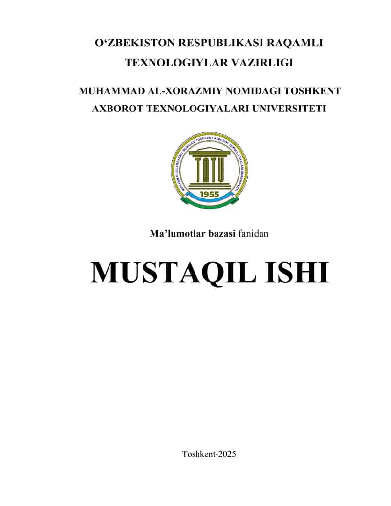 Standart funksiyalardan foydalanib so‘rovlar yaratish 1
