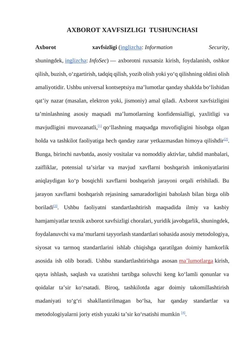 Axborot xavfsizligi 1