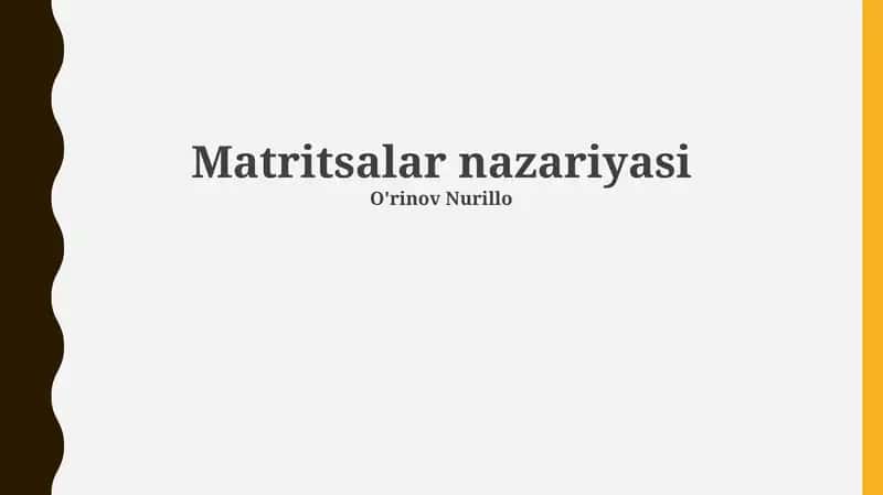 Matritsalar nazariyasi 1