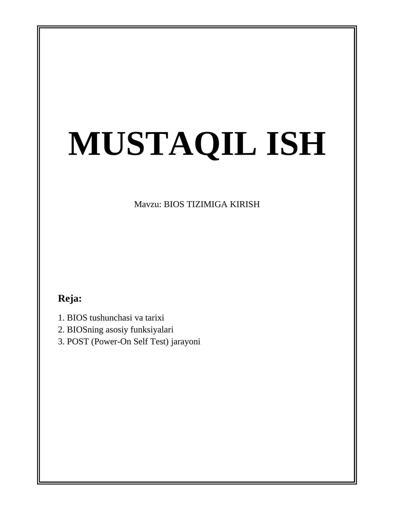 BIOS TIZIMIGA KIRISH 1
