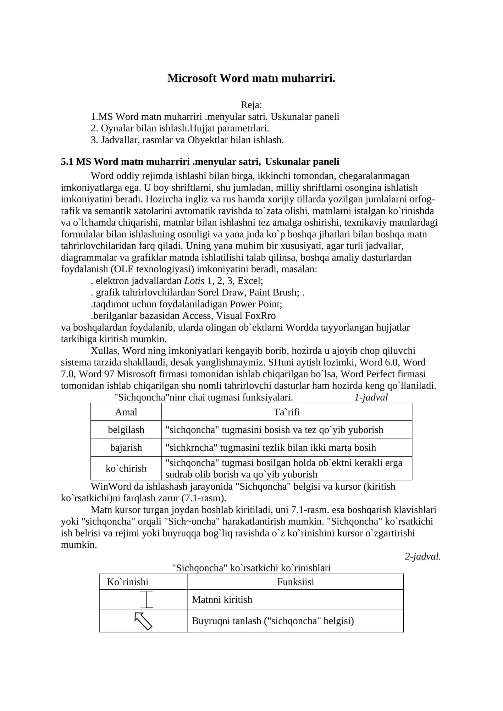 MS Word matn muharriri 1